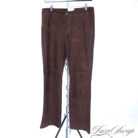 J. Crew Genuine Suede Leather Woman’s Pants. Size 4. Chocolate Brown. - Picture 1 of 9